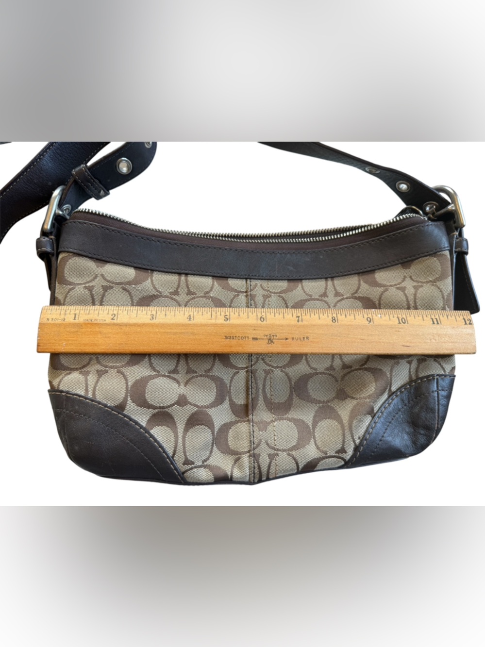 Vintage Coach Brown Signature SoHo Monogram Hobo/Shoulder Bag Y2K - Picture 4 of 8